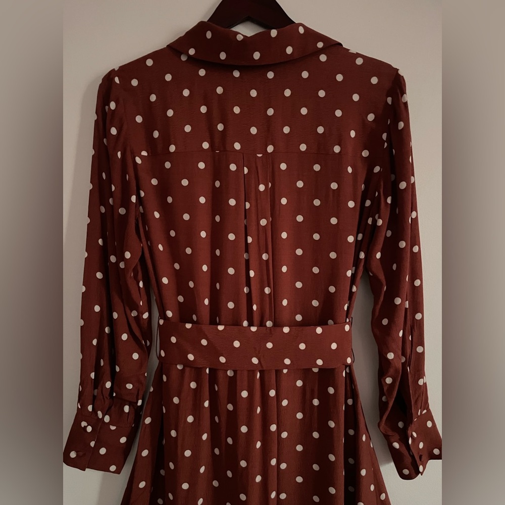 NWOT: Uterqüe Brown Midi-Dress with Polkadots - Picture 5 of 12
